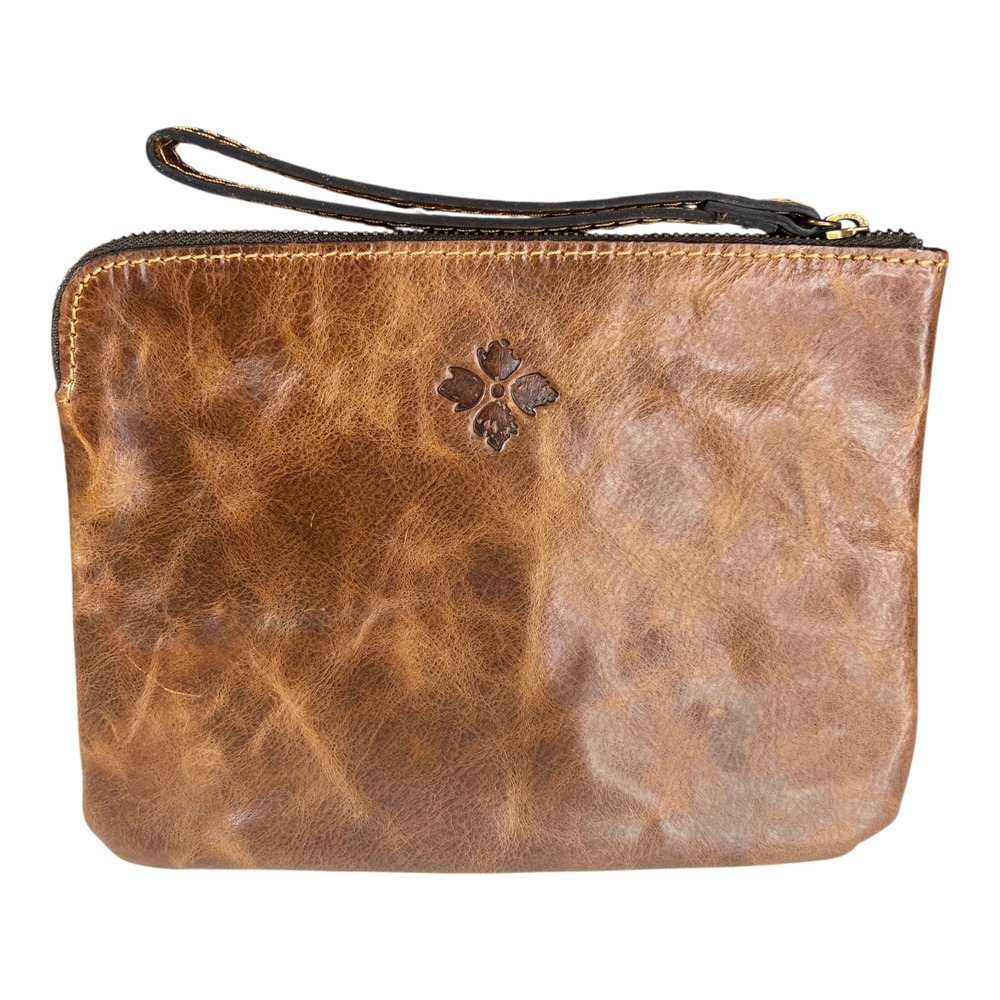 NWT Patricia Nash Cassini Tan Distressed Leather Wristlet‎ Clutch
